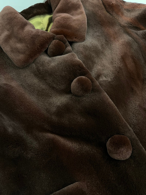 サガミンク SAGA MINK ROYAL ロイヤル ショート丈 毛皮コート ファージャケット 丸ボタン  ジャケット ブラウン フリーサイズ サイズF 101LT-232