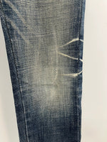 ダイア d.i.a JEANS 平成ギャル スキニージーンズ 裾ファスナー ダメージ加工  デニム ネイビー 26インチ 101LB-22