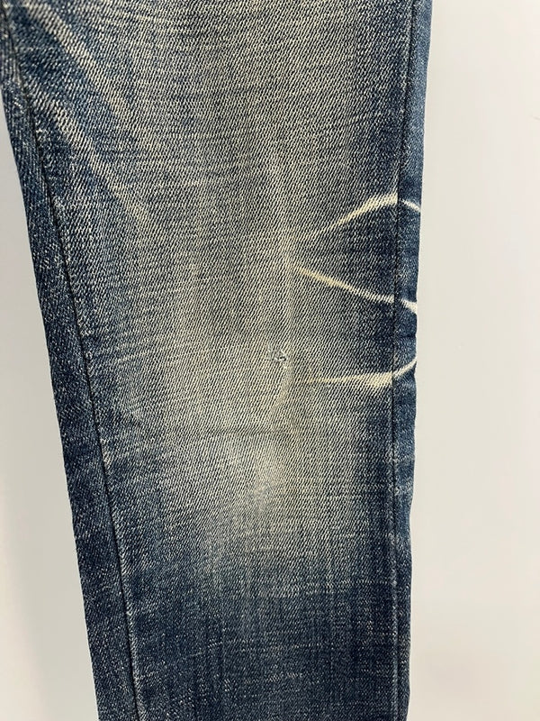 ダイア d.i.a JEANS 平成ギャル スキニージーンズ 裾ファスナー ダメージ加工  デニム ネイビー 26インチ 101LB-22