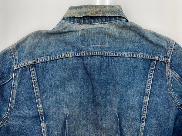 【曜日割引対象外】 リーバイス Levi's 60s 60年代 557XX 3rd サード オリジナル Vintage ヴィンテージ デニムジャケット トラッカージャケット レインボーステッチ ボタン裏D サイズ46 ジャケット 無地 ネイビー 104MT-2242