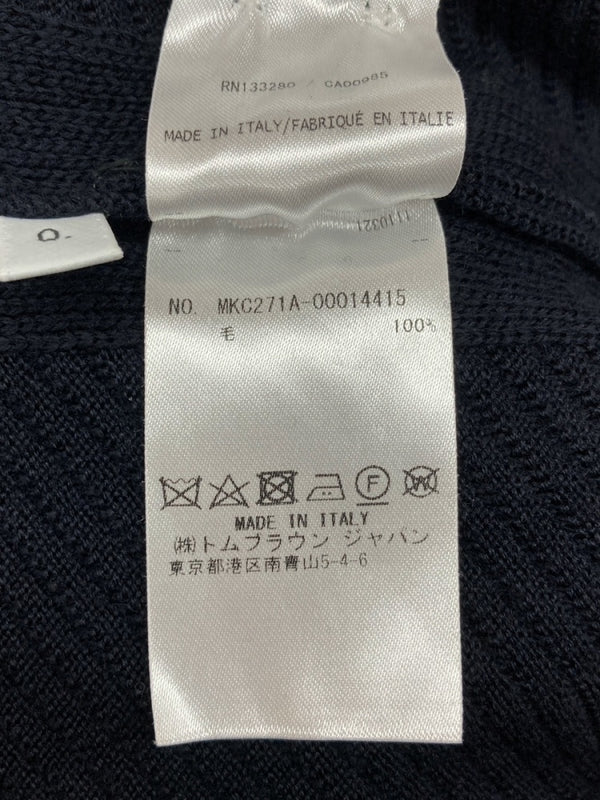 トムブラウン THOM BROWNE 4BAR WOOL CARDIGAN ライン ウール カーディガン Vネック ボタン 紺 MKC271A-00014415 サイズ 0 カーディガン ライン ネイビー 104MT-1084