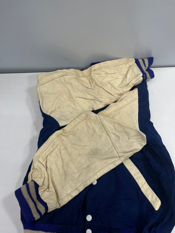 ヴィンテージ vintage 60's～ 60年代 LOGAn Knitting Mills ウール スタジャン バーシティジャケット アワードジャケット 袖レザー ツートン ホワイト ジャケット ネイビー 101MT-5451