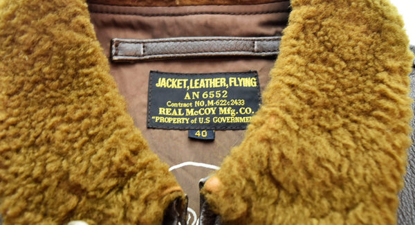 ザリアルマッコイズ THE REAL McCOY'S FLIGHT JACKET 襟ボア G-1 レザージャケット AN6552 40 ジャケット ブラウン 103MT-1329