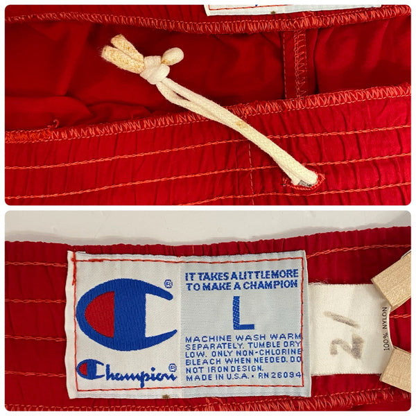 【曜日割引対象外】 チャンピオン Champion 80's フットボールパンツ USA製 ナイロンパンツ ボトムスその他 レッド Lサイズ 201MB-1065 VB
