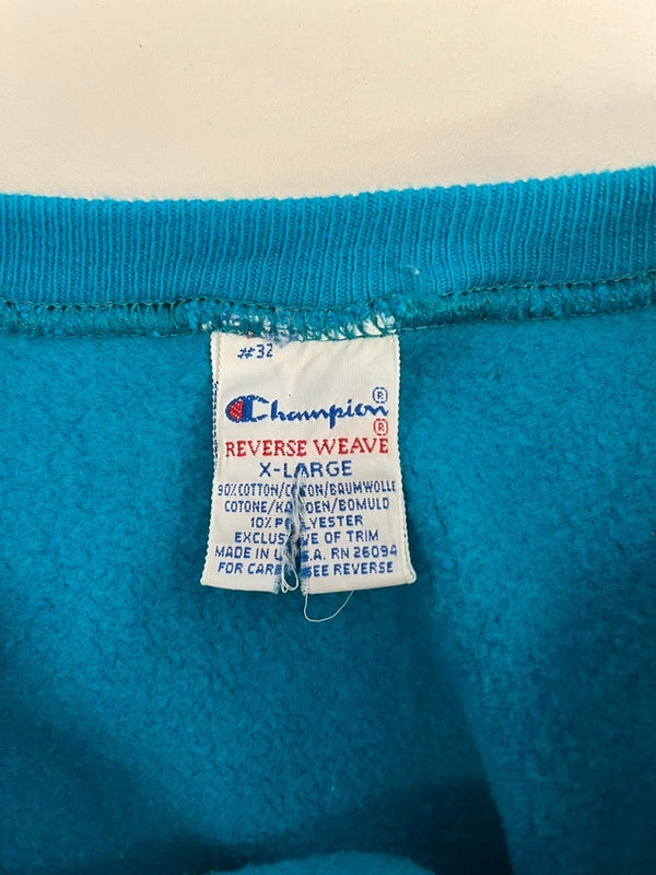チャンピオン Champion 90s～ ヴィンテージ vintage 刺繍タグ リバースウィーブ REVERSE WEAVE US古着 USA製 アメリカ製 ターコイズ XL スウェット ブルー LLサイズ 101MT-4404