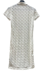 ラルフローレン RalphLauren ポロ POLO Mini Dress ケーブル コットン ニット ミニ ドレス ポロシャツ シグネチャー スリムフィット ロゴ刺繍 IVORY アイボリー オフホワイト ワンピース ワンポイント ホワイト Mサイズ 104LT-191