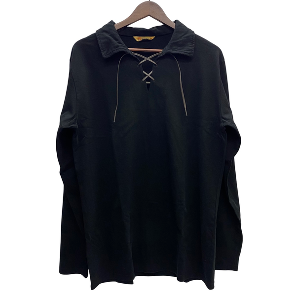 【曜日割引対象外】 グルービンハイ GROOVIN' HIGH The GROOVIN HIGH 1950s Lace-up Pullover Shirt 長袖シャツ ブラック XLサイズ 201MT-4214 VB