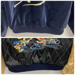 【曜日割引対象外】 東洋エンタープライズ TOYO ENTERPRISE 蛇髑髏 ヘビドクロ 別珍 サテンキルティング スカジャン ジャケット ネイビー Mサイズ 201MT-4273 VB