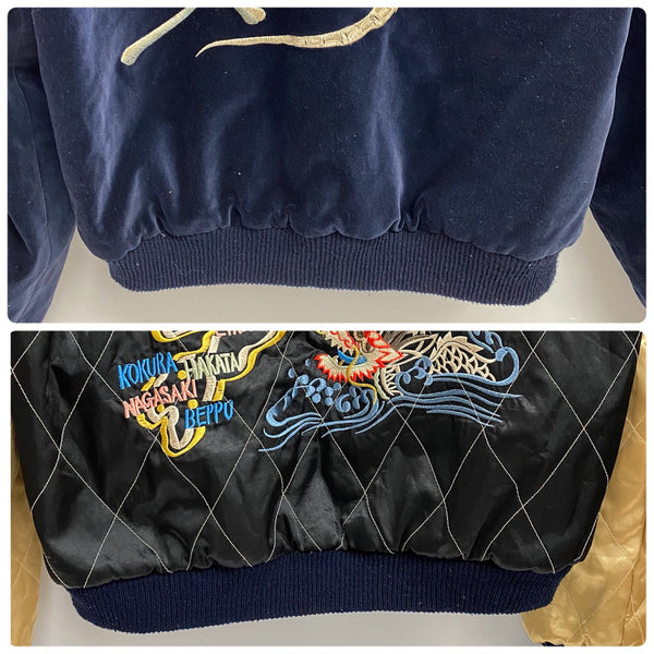 【曜日割引対象外】 東洋エンタープライズ TOYO ENTERPRISE 蛇髑髏 ヘビドクロ 別珍 サテンキルティング スカジャン ジャケット ネイビー Mサイズ 201MT-4273 VB