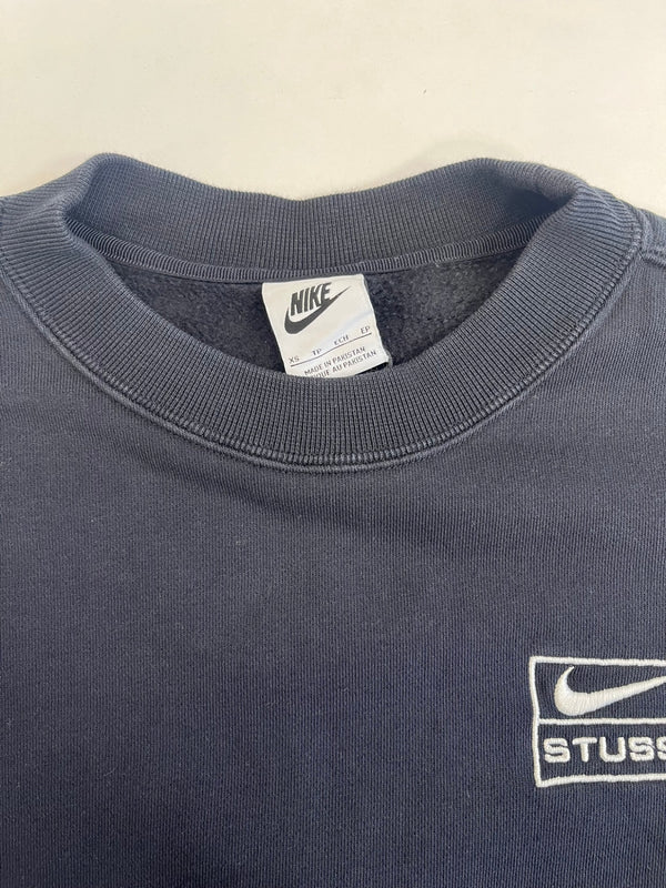 ナイキ NIKE ×STUSSY ステューシー Washed NRG Fleece Crewneck ウォッシュド フリーフ クルーネック トレーナー 裏起毛 黒 DO5310-010 XS スウェット ブラック 101MT-5136