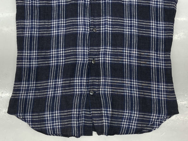 メゾンマルジェラ Maison Margiela LINEN CHECK SHIRT リネン チェック シャツ ボタンダウン BD 長袖 麻 薄手 青 S50DL0282 S44742 サイズ 38 長袖シャツ チェック ブルー 104MT-1072
