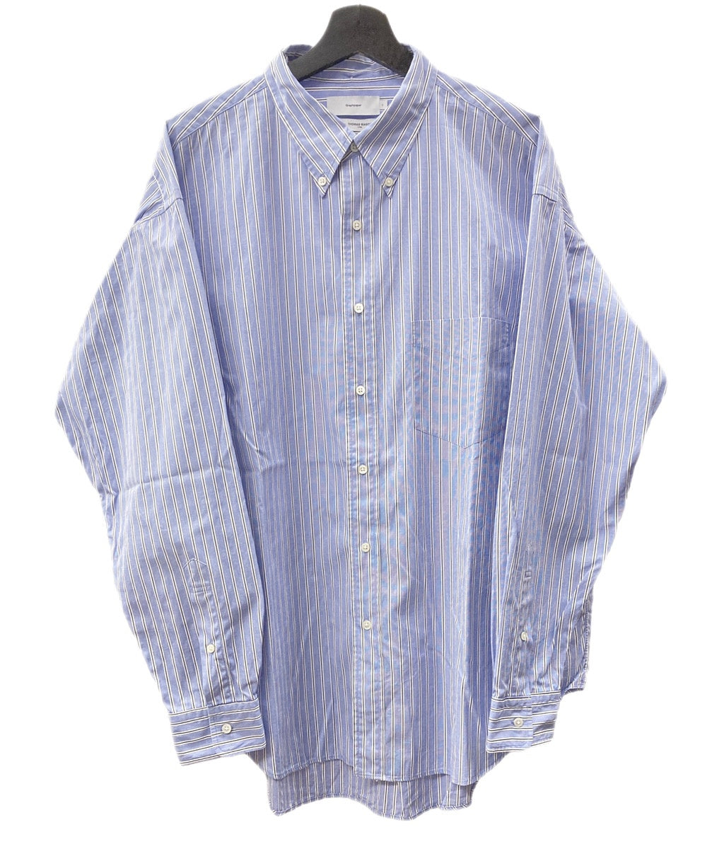 グラフペーパー Graphpaper Thomas Mason L/S B.D Shirt トーマスメイソン ボタン ダウン ストライプ シャツ  ストライプ GM183-50079B 3 長袖シャツ ストライプ ブルー 104MT-80 | 古着通販のドンドンサガール