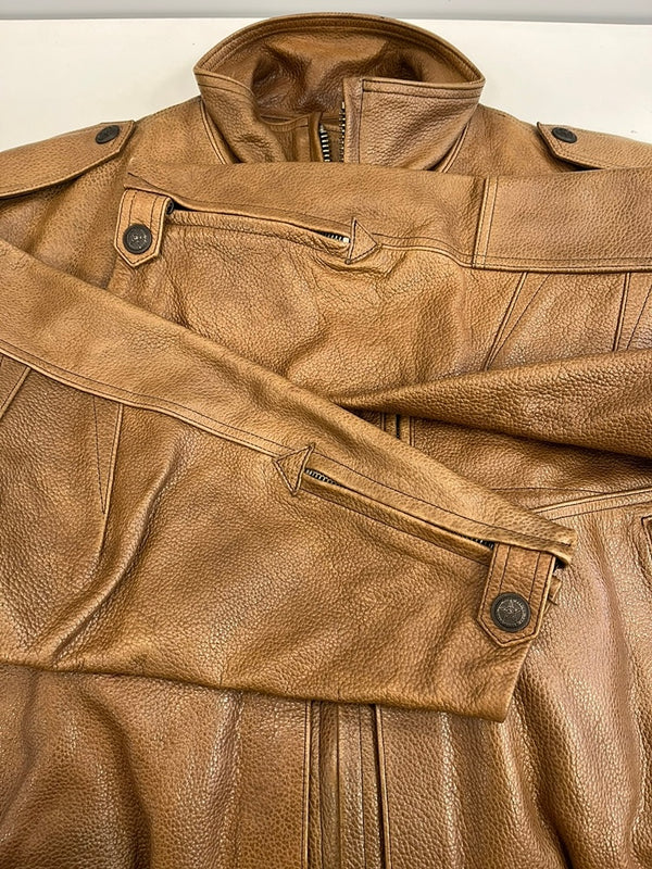 クシタニ KUSHITANI 本革 牛革 レザージャケット ジップアップ ライダースジャケット バイカー 茶 サイズ表記なし ジャケット ベージュ 101MT-5227
