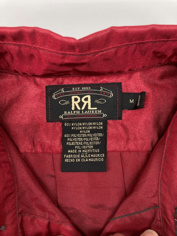 ダブルアールエル RRL 90s WESTERN SHIRT ウエスタン シャツ ボタン 長袖 三ツ星タグ Ralph Lauren 赤 長袖シャツ 無地 レッド Mサイズ 104MT-2247