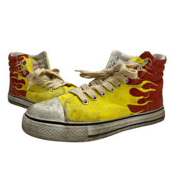 【曜日割引対象外】 グッドガイズ GOOD GUYS 80's ファイヤーパターン ハイカット メンズ靴 スニーカー イエロー 26cmサイズ 201-shoes1586 VB