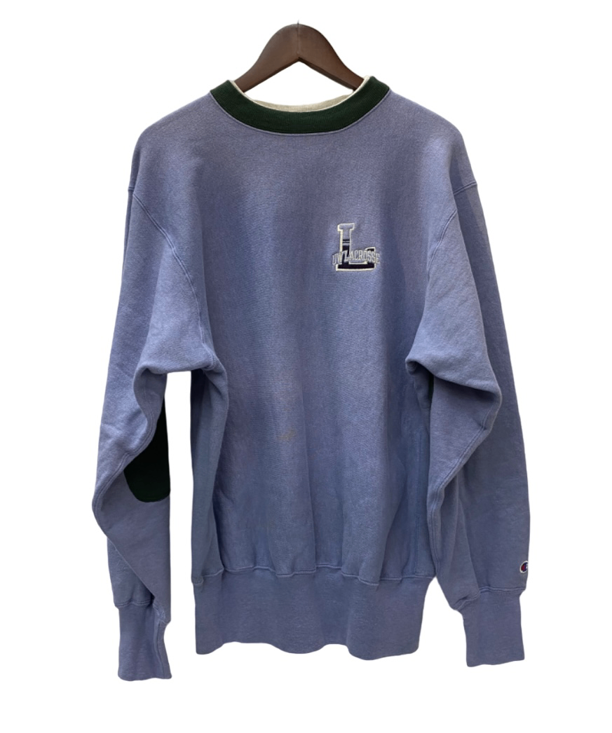 Champion Reverse Weave スウェット 水色　エルボーパッチ Champion Reverse Weave スウェット 水色エルボーパッチ