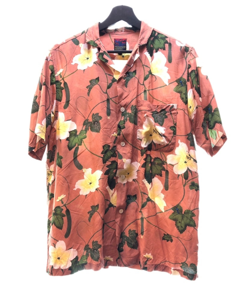 ブルーナ ボイン BRU NA BOINNE ALOHA SHIRT アロハ パラディース シャツ 昆虫 総柄 きゅうり 4381 1 半袖シャツ 花・植物  ピンク 104MT-41 | 古着通販のドンドンサガール