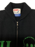 ヒステリックグラマー HYSTERIC GLAMOUR Cowichan Knit Cardigan カウチン ニット カーディガン GRANTED MONSTER 音符 ドクロ ジップアップ ジャケット 黒 02183ND05 カーディガン ロゴ ブラック Sサイズ 104MT-2223