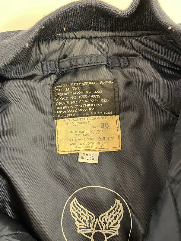 アビレックス AVIREX B-15C フライトジャケット ミリタリージャケット USA製 紺 618279 36 ジャケット ネイビー 101MT-5429