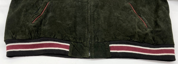 エヌエフエル NFL XLII SUPER BOEL スーパーボウル スタジャン アウター アメフト レザー 革 スエード スウェード ワッペン 刺繍 KHAKI 深緑  6A7GBB00 ジャケット ロゴ カーキ XLサイズ 104MT-1823