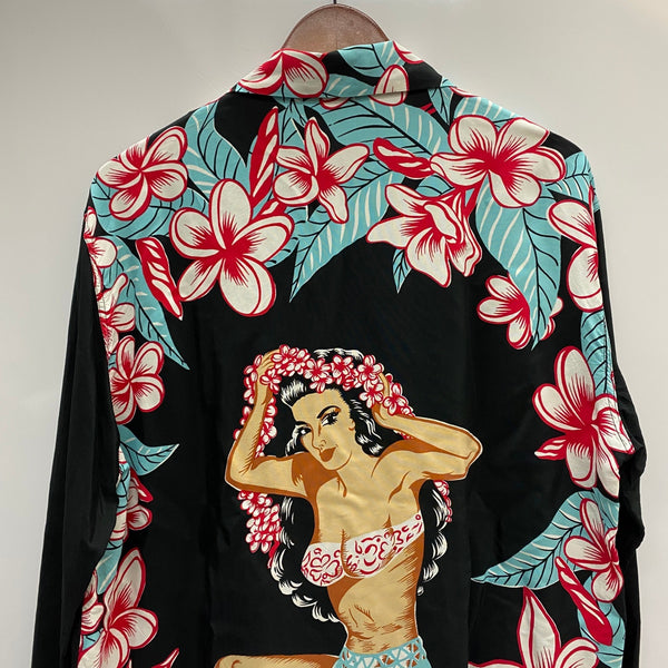 【曜日割引対象外】 サンサーフ SUN SURF SPECIAL EDITION L/S RAYON HAWAIIAN SHIRT SS28422 長袖シャツ ブラック Lサイズ 201MT-4290 VB