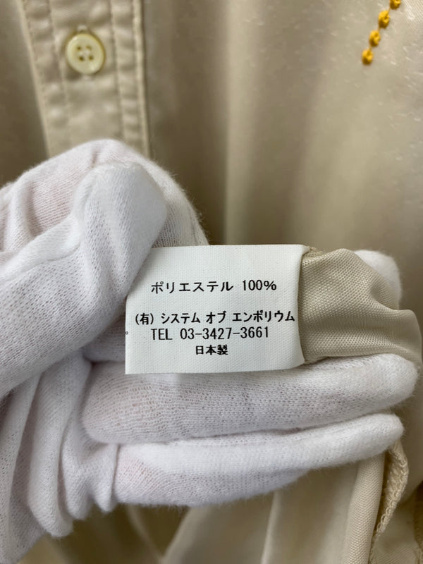 【曜日割引対象外】 エヴィス EVISU 半ポロ 千鳥柄 ロゴ サイズ4 日本製 半袖ポロシャツ 刺繍 ベージュ 201MT-1322