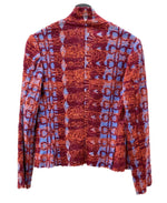 コムデギャルソン COMME des GARCONS 00s アクリルニットジャケット ウール混 異素材 ボタンレス 内ポケット 刺繍 RED 赤 ORANGE オレンジ PURPLE パープル 紫 GM-J011 ジャケット 総柄 マルチカラー Sサイズ 104LT-130