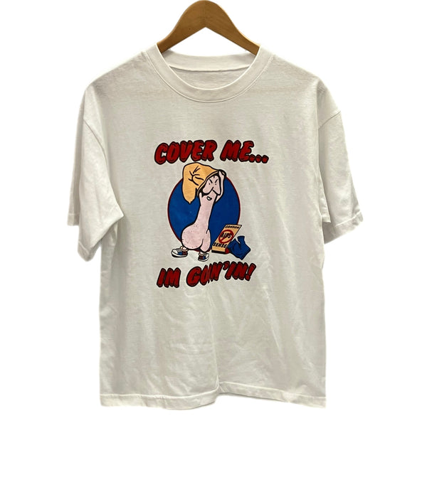 US US古着 90s 00s 90's~00's COVER ME... I'M GOIN' IN! AIDSエイズ撲滅運動 コンドーム エロT vintage ヴィンテージ - Tシャツ ホワイト フリーサイズ 101MT-2942