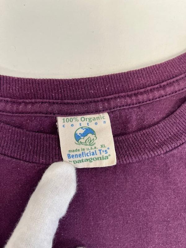 パタゴニア PATAGONIA 90s Vintage ヴィンテージ USA製 Benetical T's Long Sleeve オーバルロゴ 長袖カットソー プリント 紫 XL ロンT パープル LLサイズ 101MT-4695