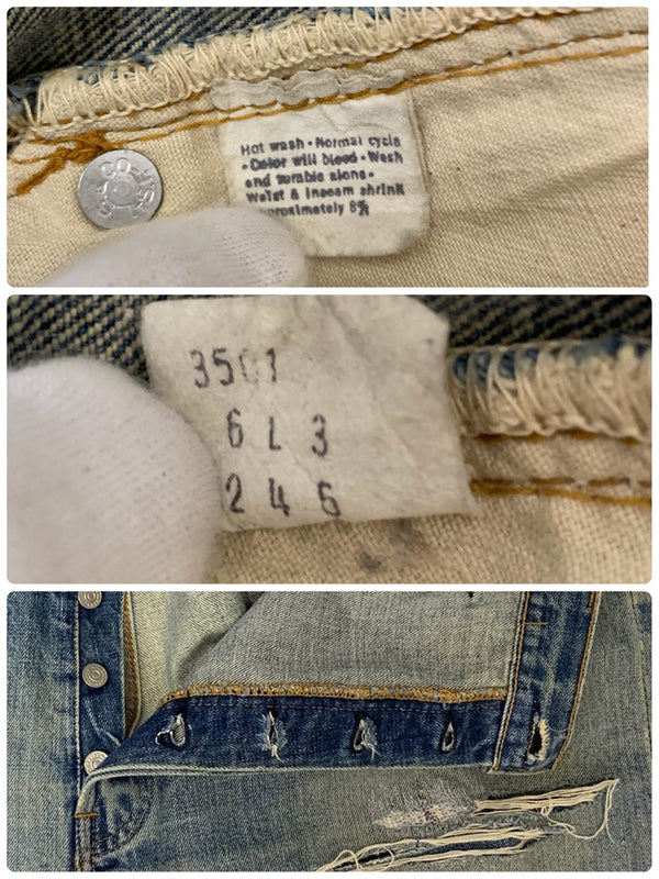 【曜日割引対象外】 リーバイス Levi's 70's BIG E 3501 ボタン裏6 実寸W41 デニム ブルー 201MB-777 VB