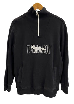 メゾンキツネ MAISON KITSUNE プーマ PUMA コラボ ハーフジップ ロゴ刺繍 長袖 黒 532322-01 スウェット ブラック Mサイズ 101MT-4165