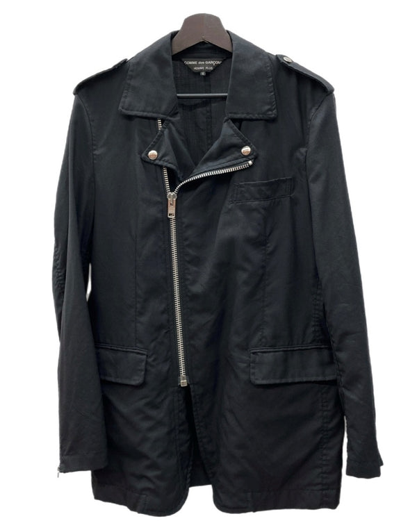 コムデギャルソン COMME des GARCONS OMME PLUS 12SS WOOL RIDERS JACKET ウール ライダース ジャケット Tailoring for Punks ジップアップ アウター 黒 PI-J112 ジャケット 無地 ブラック Mサイズ 104MT-2219
