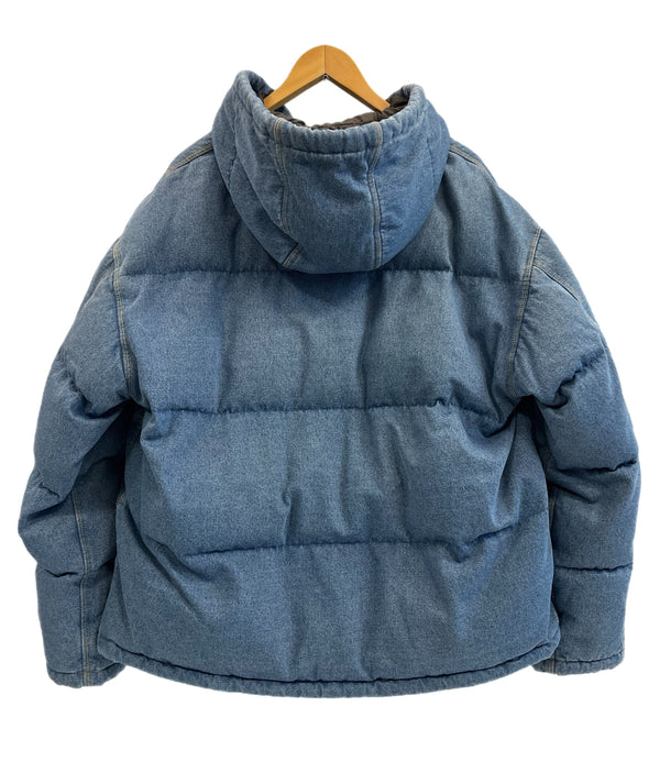 エクストララージ XLARGE ACTIVE DUCK PUFFER JACKET INDIGO アクティブ ダック パッファージャケット インディゴ 中綿ジャケット デニム フード ロゴ XL ジャケット ブルー LLサイズ 101MT-5389