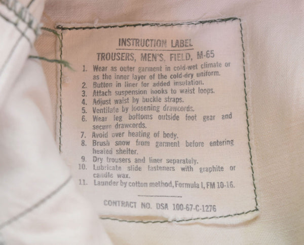 ミリタリー Military 60s アメリカ軍 M-65 フィールドカーゴパンツ 60's RAPIDジッパー DSA-100-67-C-1276 カーゴパンツ カーキ 103MB-512