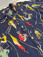 スターオブハリウッド STAR OF HOLLYWOOD DOBBY COTTON OPEN SHIRT SEA CRUISE オープンカラーシャツ SH39319 半袖シャツ ネイビー Mサイズ 101MT-4477