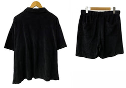 ハイドアンドシーク HIDE AND SEEK HIDEANDSEEK Velouer Polo Half Pants セットアップ 半袖ポロシャツ ロゴ ブラック XLサイズ 201MT-2353