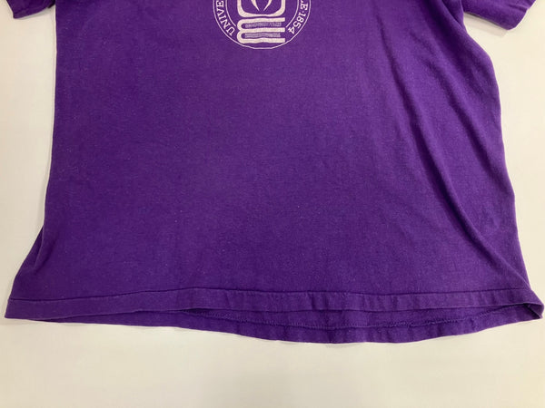 チャンピオン Champion 80's 80年代 トリコタグ カレッジロゴ EVANSVILLE エバンズビル大学 2段プリント  VINTAGE ヴィンテージ Tシャツ パープル Lサイズ 101MT-4750