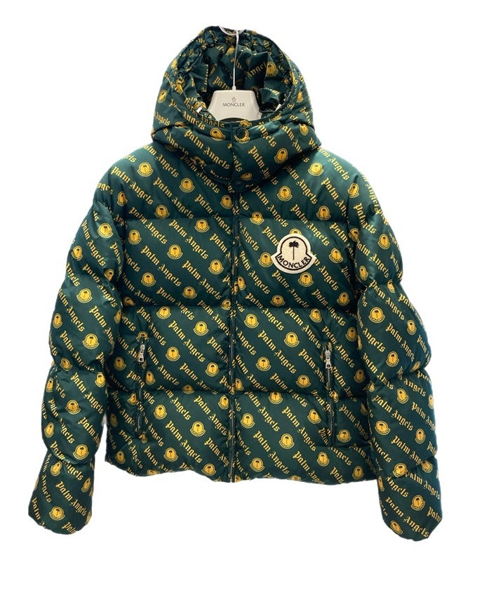 モンクレール MONCLER パームエンジェル Palm Angels ロゴ総柄 ダウン 
