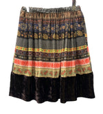 コムデギャルソン COMME des GARCONS タオ tao 2009年製 パリコレ コレクション着用 ベロア ウエストゴム ポケット付 ギンガムチェック エスニック柄 日本製 ブラウン系 3D-S032 スカート 花・植物 マルチカラー XSサイズ 104LB-44