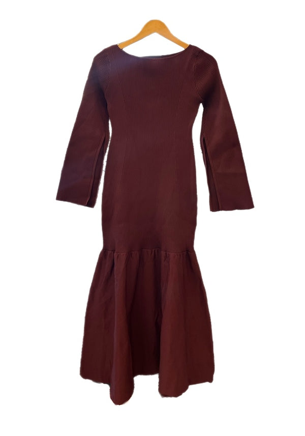 アニュアンス anuans ティアードデザインスリットニットワンピース BURGUNDY バーガンディ 1523531358-0 ワンピース ワインレッド フリーサイズ 101LT-179