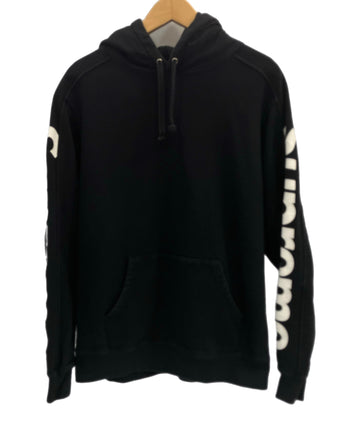 シュプリーム SUPREME 18SS SIDELINE HOODED SWEATSHIRT サイドライン 袖プリント パーカ ブラック Mサイズ 101MT-3349