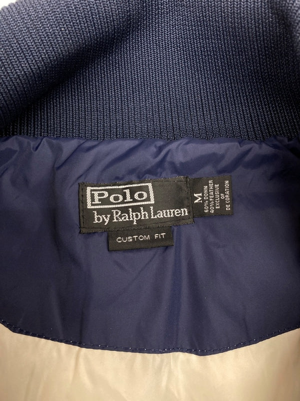 ラルフローレン RalphLauren DOWN JACKET ダウン ジャケット CUSTOM FIT ビックポニー ジップアップ 刺繍 アウター 紺 ジャケット ロゴ ネイビー Mサイズ 104MT-2142