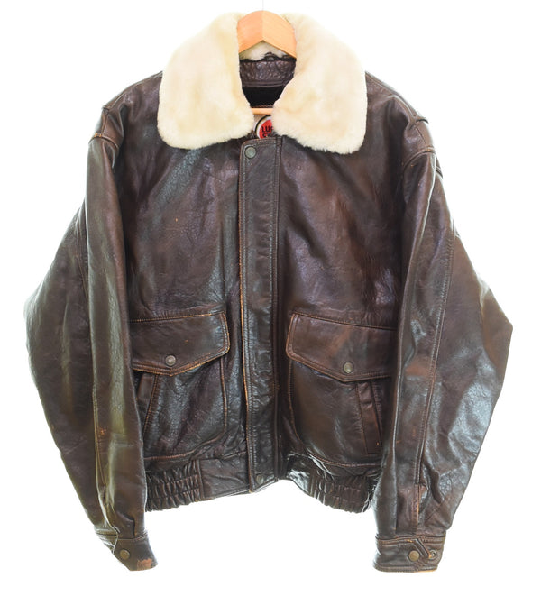 ラッキーストライク LUCKY STRIKE G-1 Flight Jacket SHEEP SKIN LEATHER JACKET フライト ジャケット レザー 襟 ボア ボアライナー 7571-5385 L ジャケット ブラウン 103MT-3182