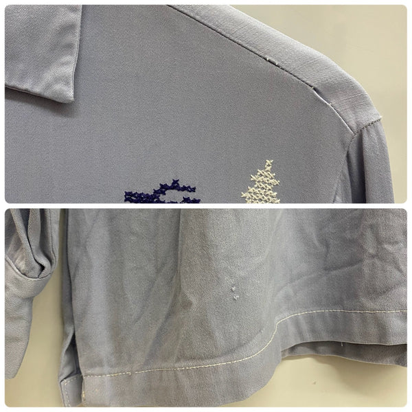 【曜日割引対象外】 ヴィンテージ vintage 50's WESTWARD-HO 刺繍 オープンカラーシャツ 長袖シャツ ブルー Mサイズ 201MT-4885 VB