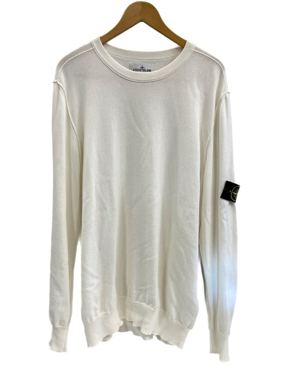 ストーンアイランド STONE ISLAND ORGANIC COTTON CREWNECK KNIT クルーネックニット 薄手 白 8015540B2 XXL セーター ホワイト 3Lサイズ 101MT-3365