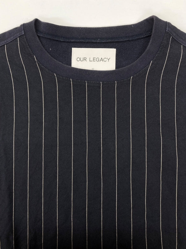 アワーレガシー OUR LEGACY STRIPE SWEATSHIRT ストライプ スウェットシャツ 切り替え トレーナー 長袖 紺 サイズ 46 スウェット ストライプ ネイビー 104MT-2211