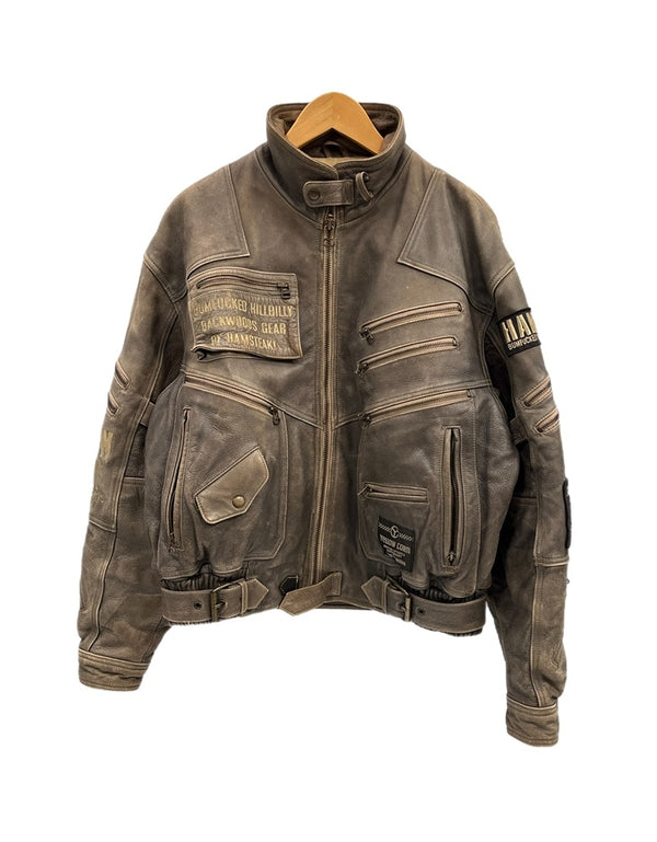 イエローコーン YeLLOW CORN レザージャケット ライダースジャケット シングルライダース バイカー バイク ツーリング 灰色 ジャケット グレー Lサイズ 101MT-5281