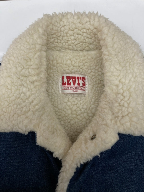 リーバイス Levi's 80s BOA DENIM JACKET ボア デニム ジャケット Gジャン ボタン ヴィンテージ USA製 アウター インディゴ 青 70608 34R ジャケット ロゴ ブルー 104MT-2147