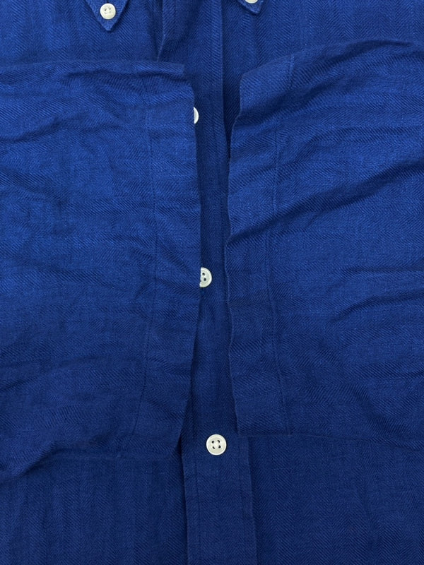 ラルフローレン RalphLauren 90s BLAKE LINEN S/S SHIRT リネン 半袖 シャツ ボタンダウン 刺繍 ショートスリーブ 青 半袖シャツ ワンポイント ブルー XLサイズ 104MT-2050
