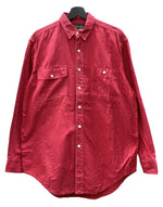 ラルフローレン RalphLauren POLO COUNTRY 90s L/S WORK SHIRT 長袖 ワーク シャツ ボタン ハミルトン社 赤 長袖シャツ 無地 レッド Mサイズ 104MT-2270
